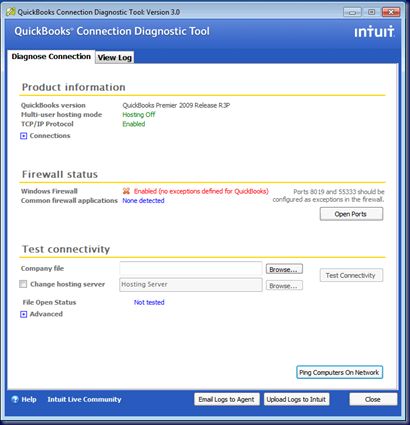  quickbooks connection diagnostic tool test connectivity 