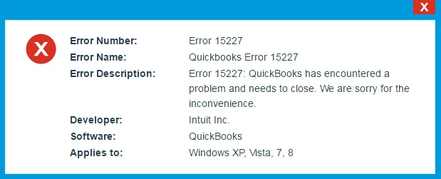 QuickBooks error 15227