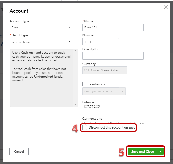 Disconnect and then Reconnect the Bank account in QuickBooks Online