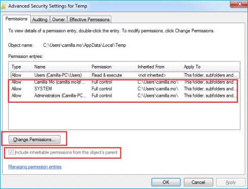 Give Windows Temp Folder Full Control Access 