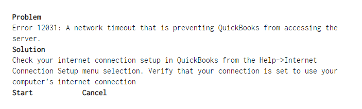 Quickbooks Error 12031