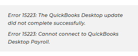 QuickBooks Update Error 15223