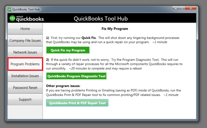 Quickbooks Program diagnostic tool 